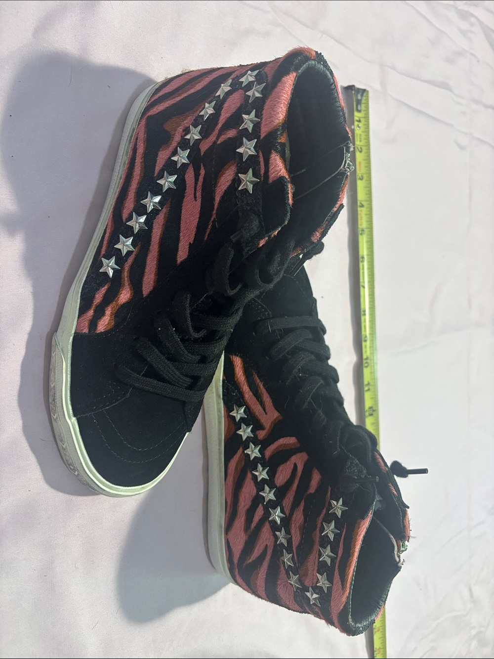 Vintage Havana wild kings Black & Pink Zebra High-Top Sneakers with Star Studs
